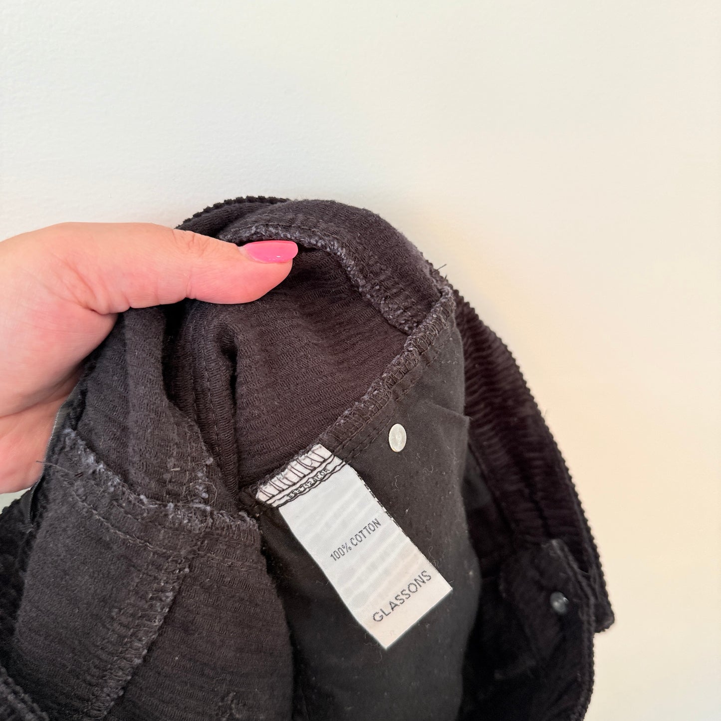 Glassons Size 6 Black Cotton Corduroy Mini Skirt