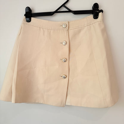 Wool/Silk Size 12 Cream Button-Front Mini Skirt