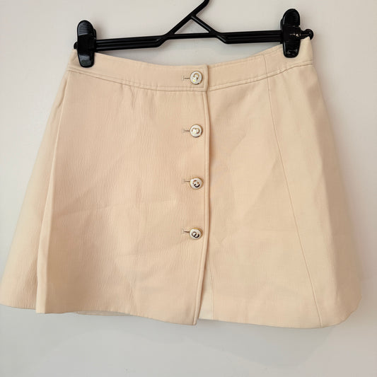 Wool/Silk Size 12 Cream Button-Front Mini Skirt