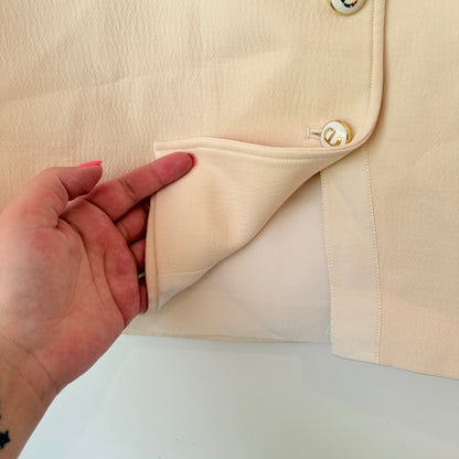 Wool/Silk Size 12 Cream Button-Front Mini Skirt