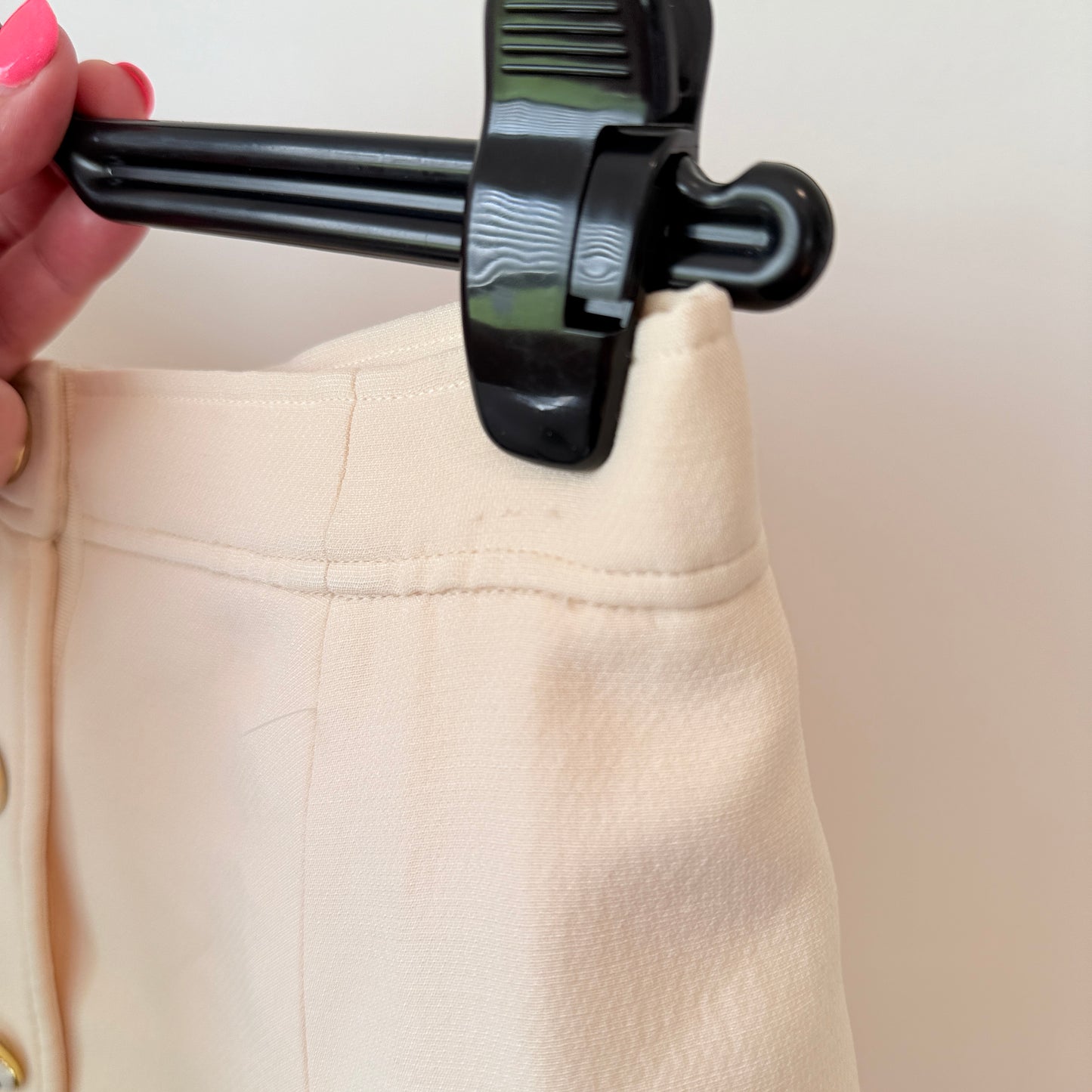 Wool/Silk Size 12 Cream Button-Front Mini Skirt