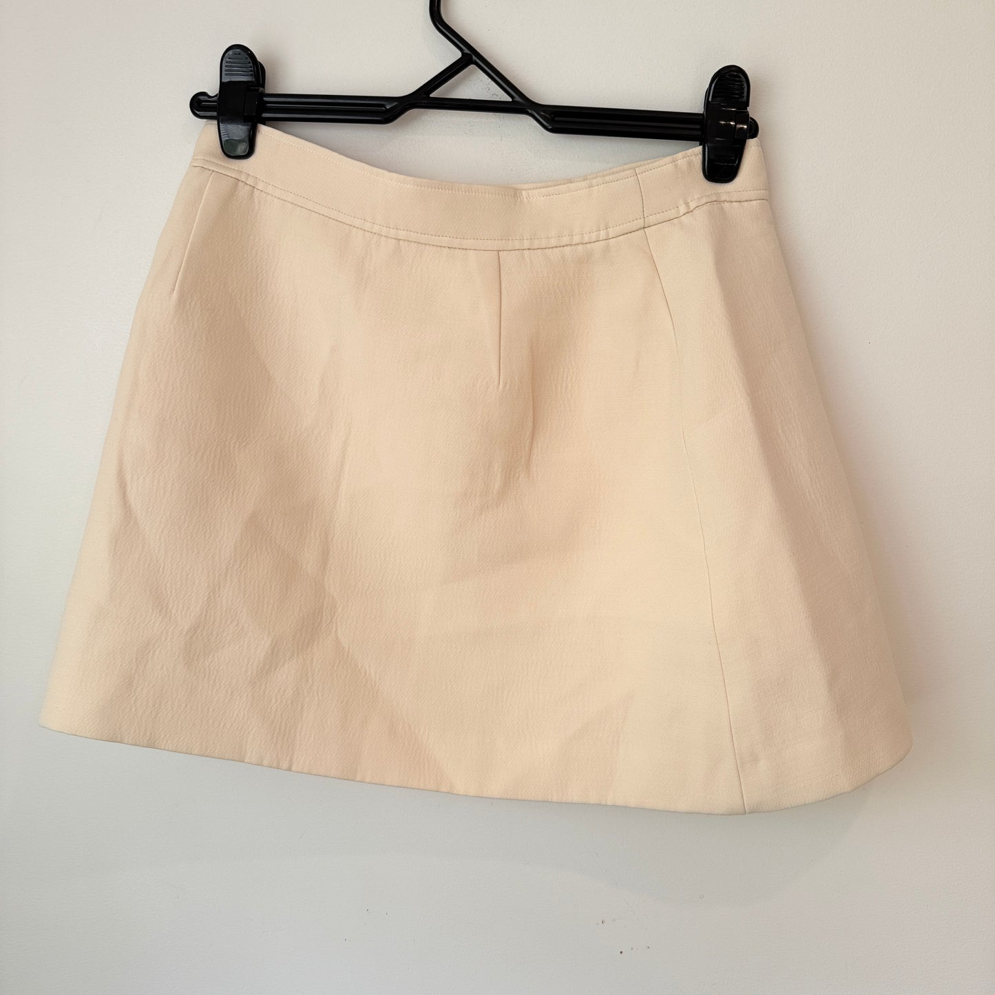 Wool/Silk Size 12 Cream Button-Front Mini Skirt