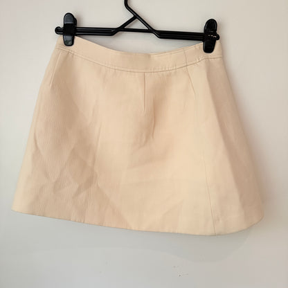 Wool/Silk Size 12 Cream Button-Front Mini Skirt