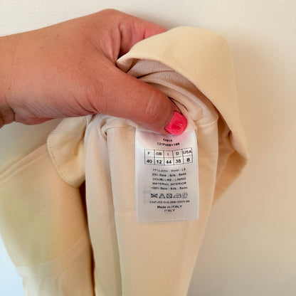 Wool/Silk Size 12 Cream Button-Front Mini Skirt