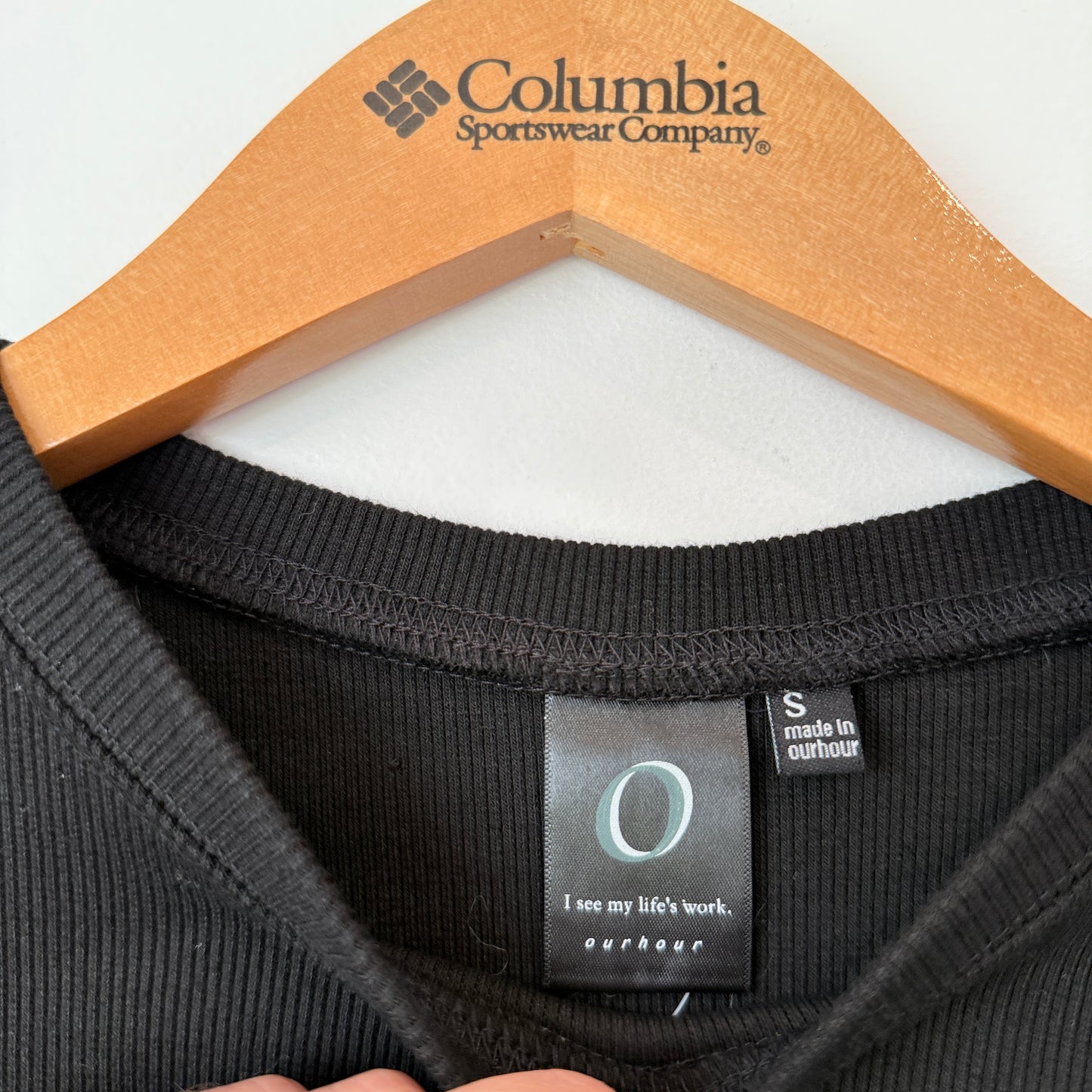 Ourhour Size S Black Long-Sleeved Ribbed Knit Mini Bodycon Dress