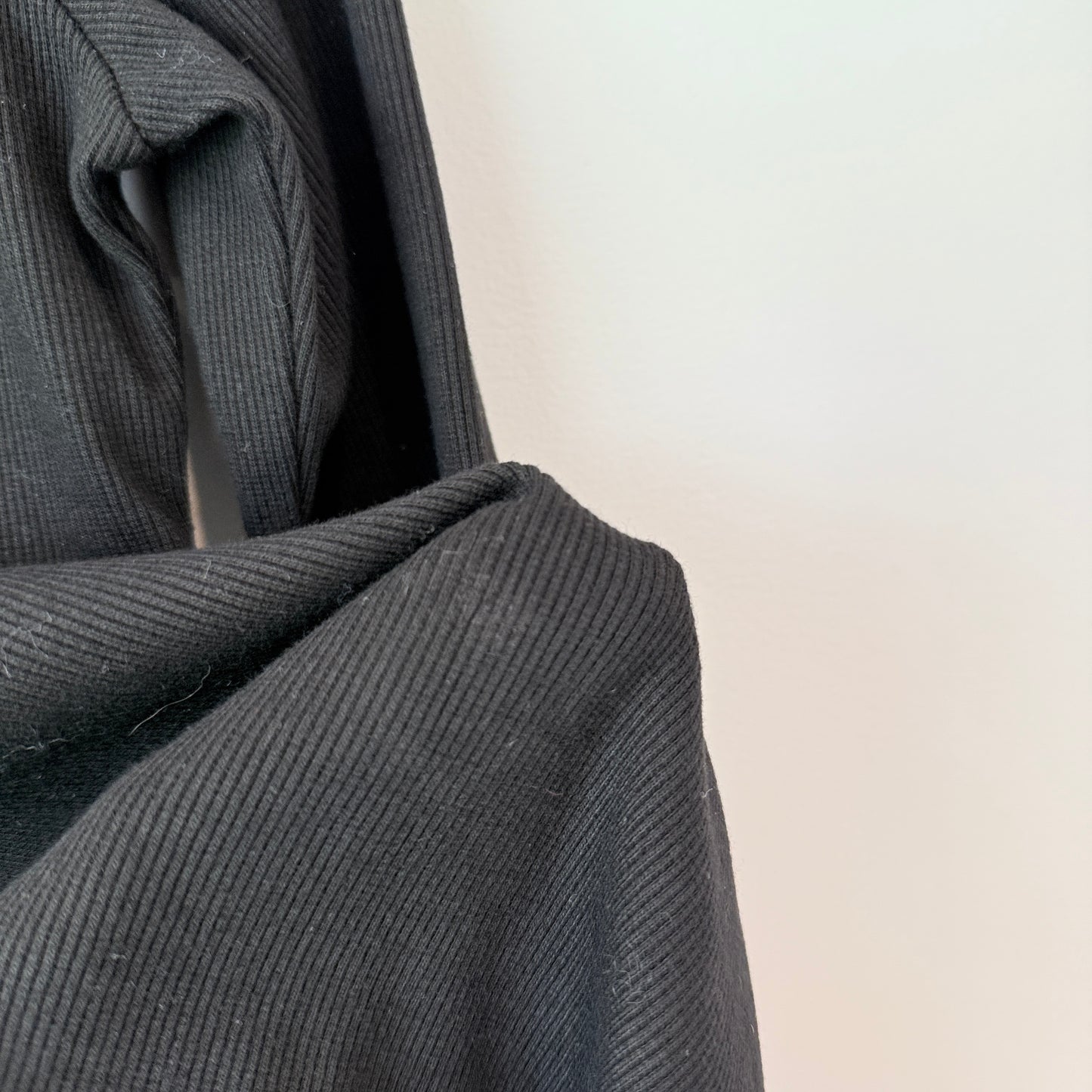 Ourhour Size S Black Long-Sleeved Ribbed Knit Mini Bodycon Dress