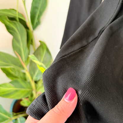 Ourhour Size S Black Long-Sleeved Ribbed Knit Mini Bodycon Dress