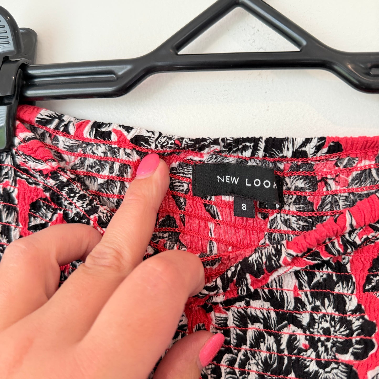 New Look Size 8 Pink, Black & White Floral Maxi Dress