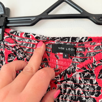 New Look Size 8 Pink, Black & White Floral Maxi Dress