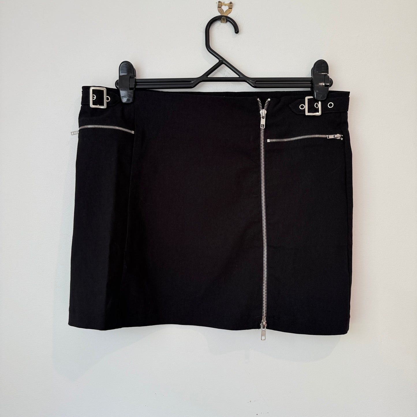 Spiral Size 14 Black Zipper Detail Mini Skirt
