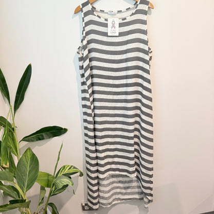 Puro Lino Striped Linen Sleeveless Dress - One Size