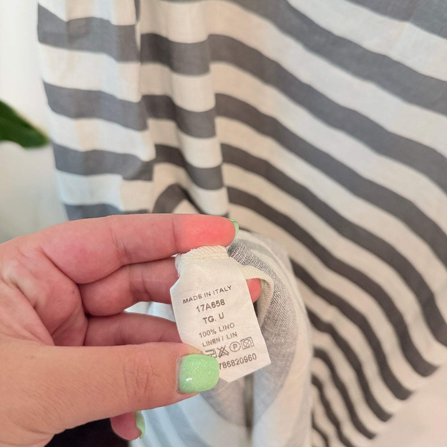 Puro Lino Striped Linen Sleeveless Dress - One Size