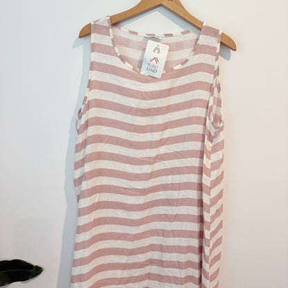 Puro Lino Striped Linen Sleeveless Dress – One Size