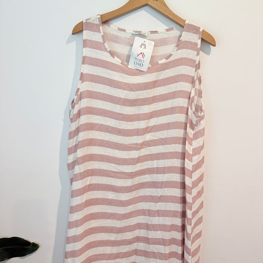 Puro Lino Striped Linen Sleeveless Dress – One Size