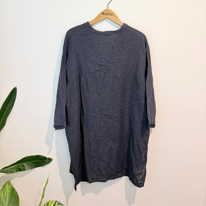 Puro Lino Navy Linen Tunic Top – One Size