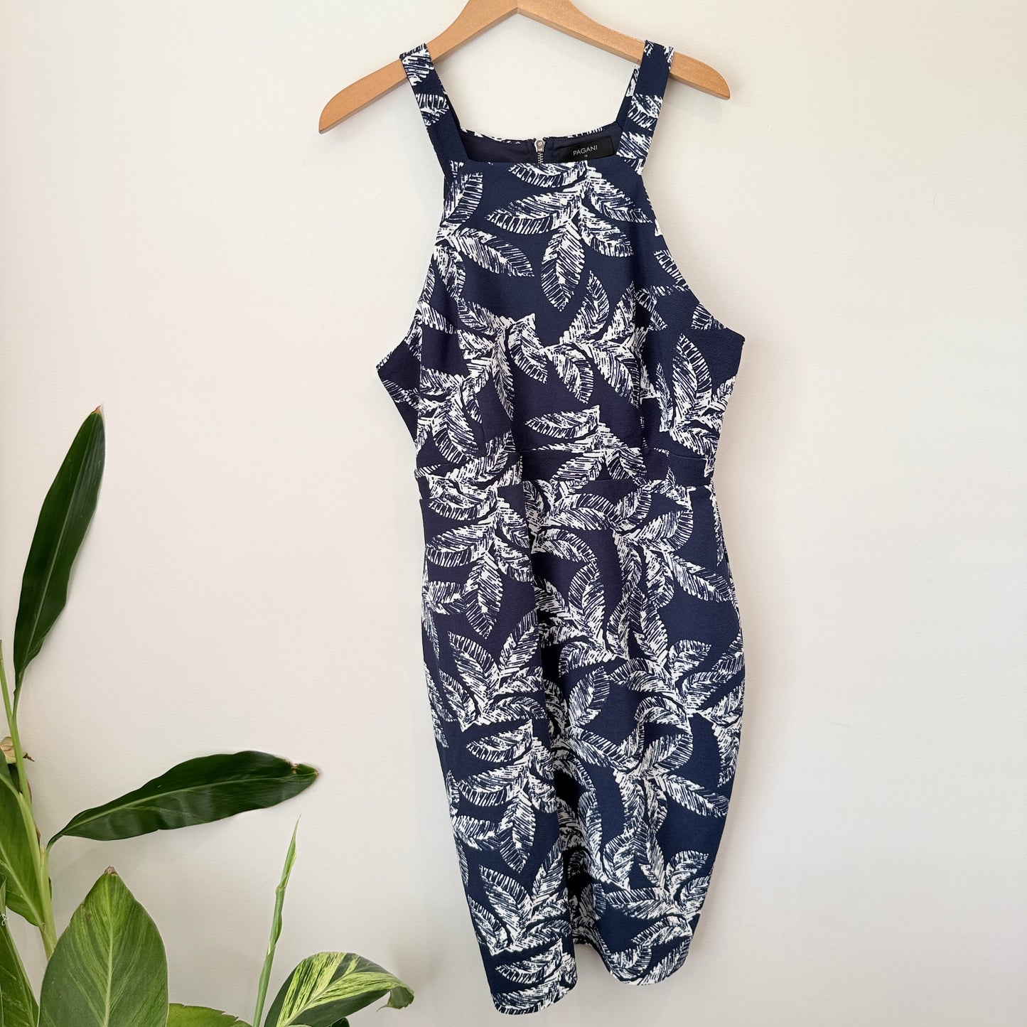 Pagani Size 14 Leaf-Print Mini Dress