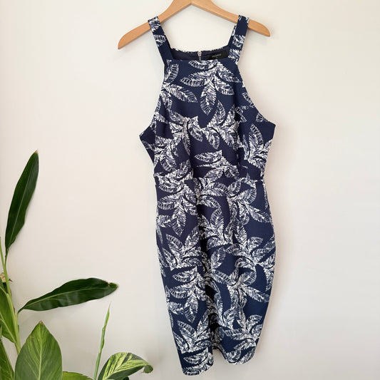 Pagani Size 14 Leaf-Print Mini Dress