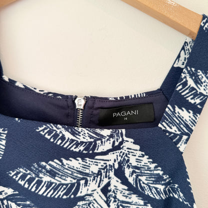 Pagani Size 14 Leaf-Print Mini Dress