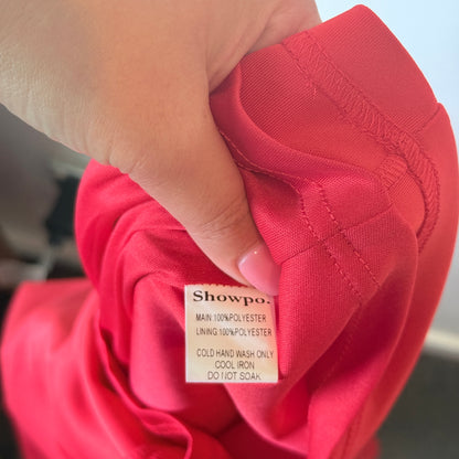 Showpo Red Pretty Vibes Off-Shoulder Ruffle Dress - Size 12