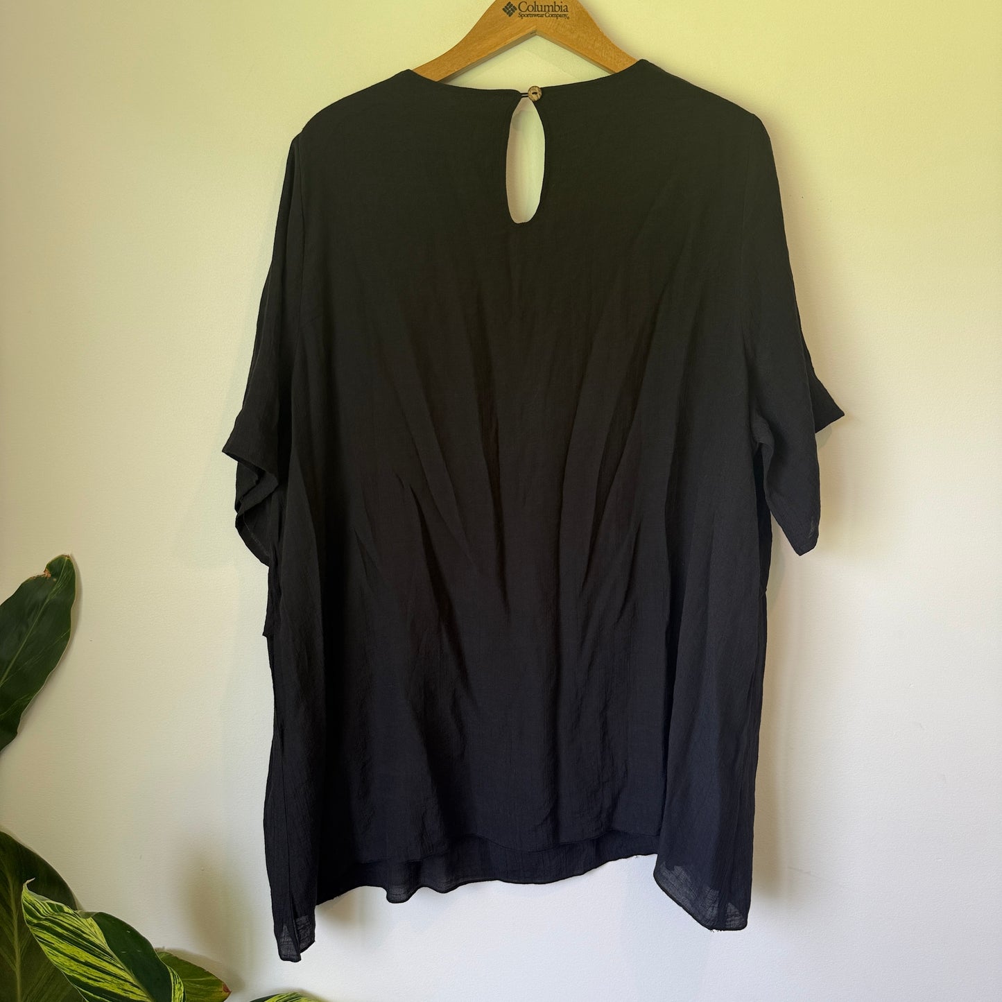 La Mode Plus Black Cotton Blend Tiered Top - Size 12
