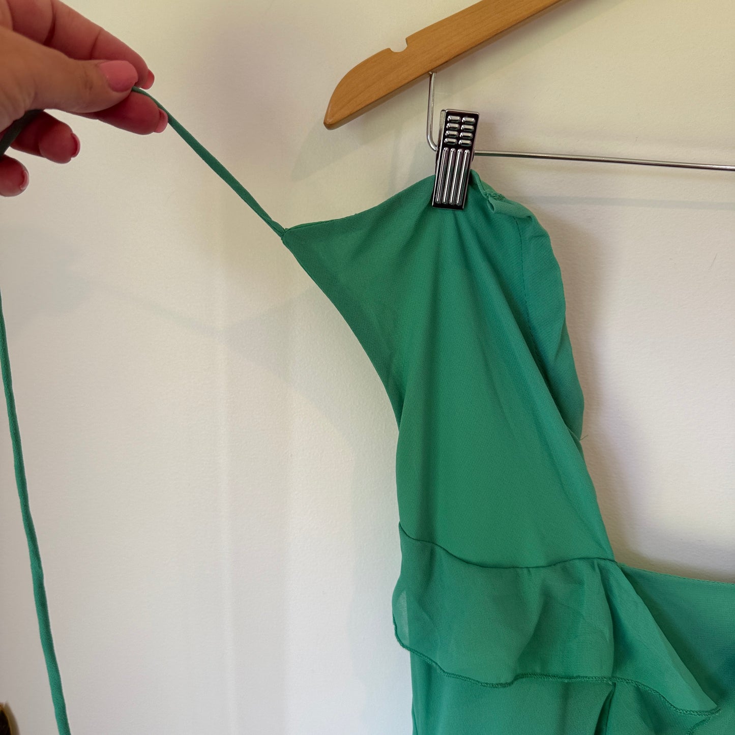 Boohoo Petite Turquoise Ruffle Cut-Out Maxi Dress - Size 16