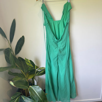 Boohoo Petite Turquoise Ruffle Cut-Out Maxi Dress - Size 16