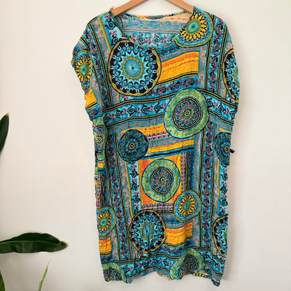 Brand Unknown Multi-Color Ethnic Print Boho Tunic | U/Arm to U/Arm 57cm