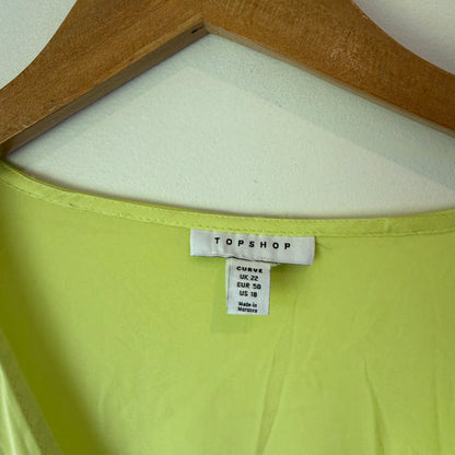 Topshop Curve Neon Lime Ruffle Midi Dress - Size 22