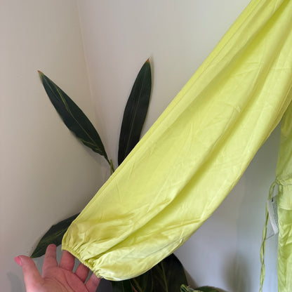 Topshop Curve Neon Lime Ruffle Midi Dress - Size 22