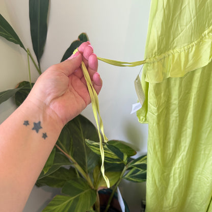 Topshop Curve Neon Lime Ruffle Midi Dress - Size 22