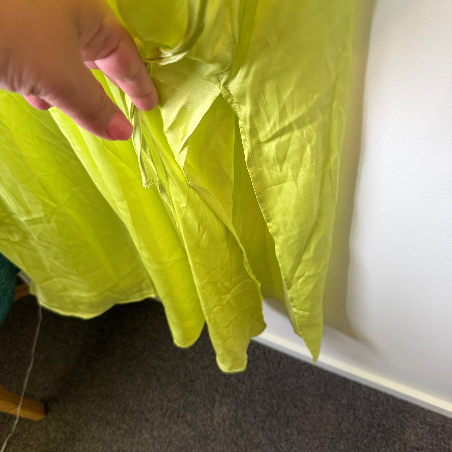 Topshop Curve Neon Lime Ruffle Midi Dress - Size 22