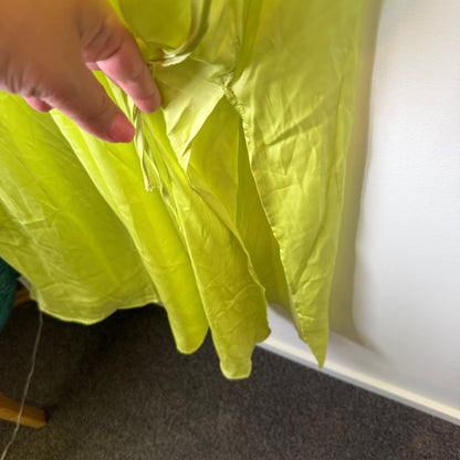 Topshop Curve Neon Lime Ruffle Midi Dress - Size 22