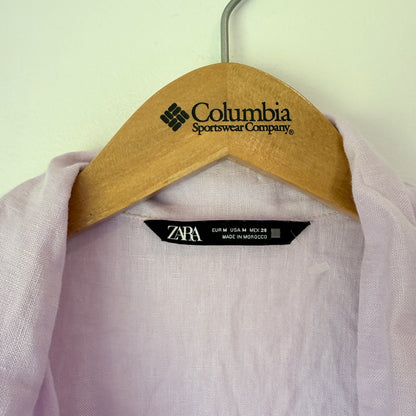 Zara Linen Button Front Playsuit Lilac - Size M