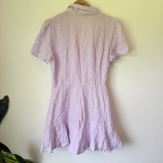 Zara Linen Button Front Playsuit Lilac - Size M
