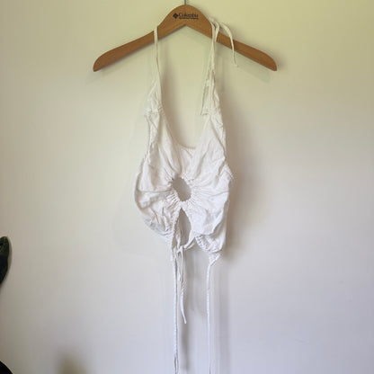 Glassons Ruched Halter Top White - Size 10