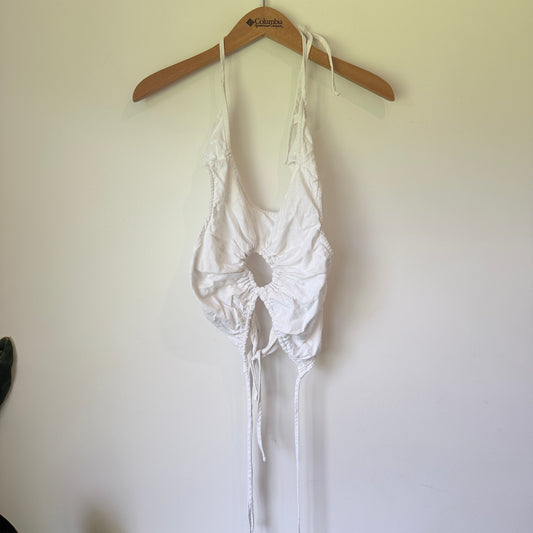 Glassons Ruched Halter Top White - Size 10