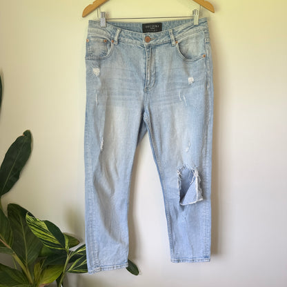 Decjuba Denim Distressed Jeans Light Wash - Size 12