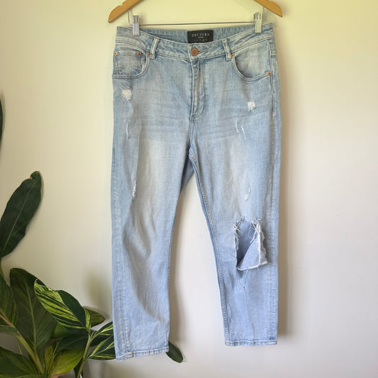 Decjuba Denim Distressed Jeans Light Wash - Size 12