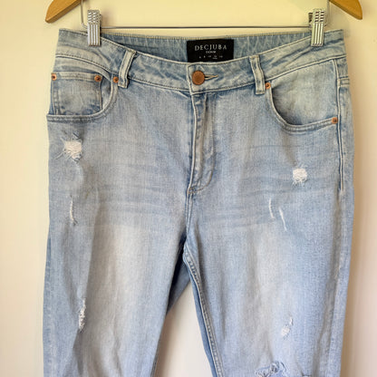 Decjuba Denim Distressed Jeans Light Wash - Size 12