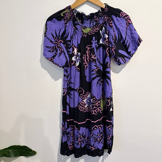 Jackie K Size S Purple and Black Floral Dress (damaged)