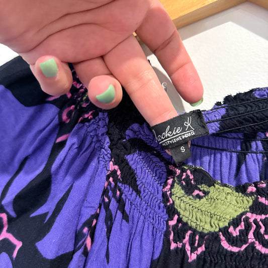 Jackie K Size S Purple and Black Floral Dress (damaged)