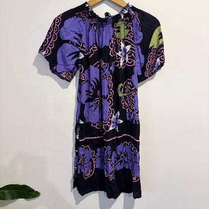Jackie K Size S Purple and Black Floral Dress (damaged)