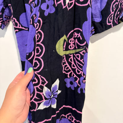 Jackie K Size S Purple and Black Floral Dress (damaged)