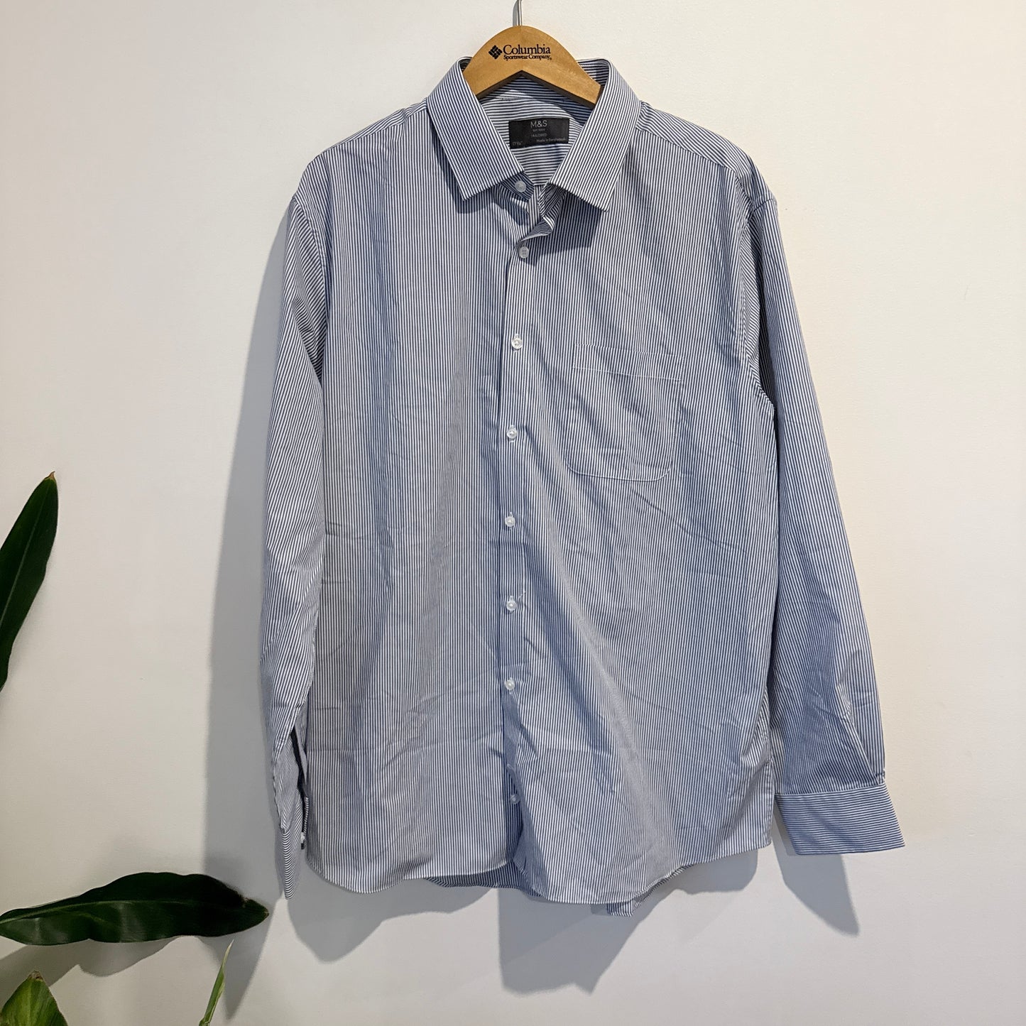 M & S Size 17.5 Striped Long-Sleeve Shirt