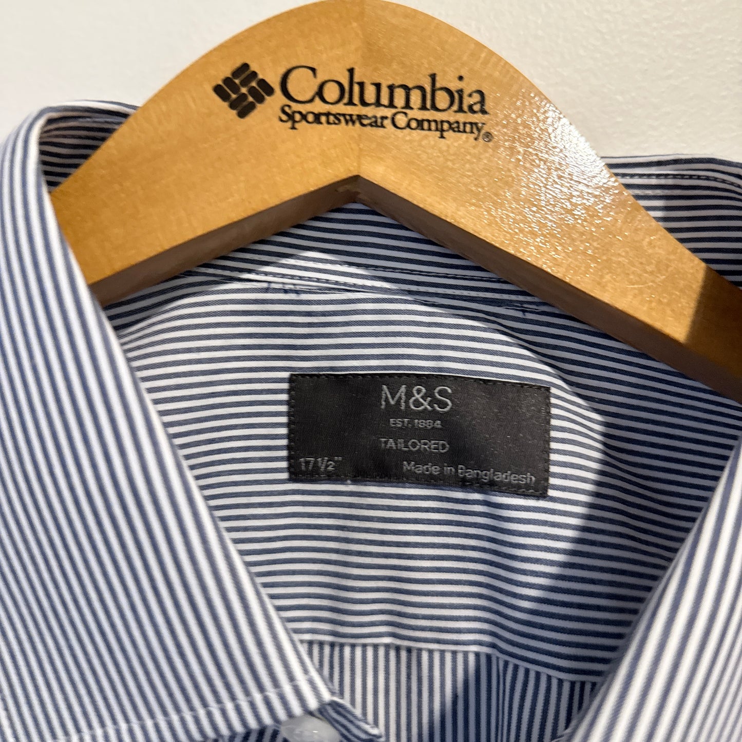 M & S Size 17.5 Striped Long-Sleeve Shirt