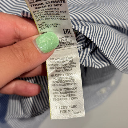 M & S Size 17.5 Striped Long-Sleeve Shirt