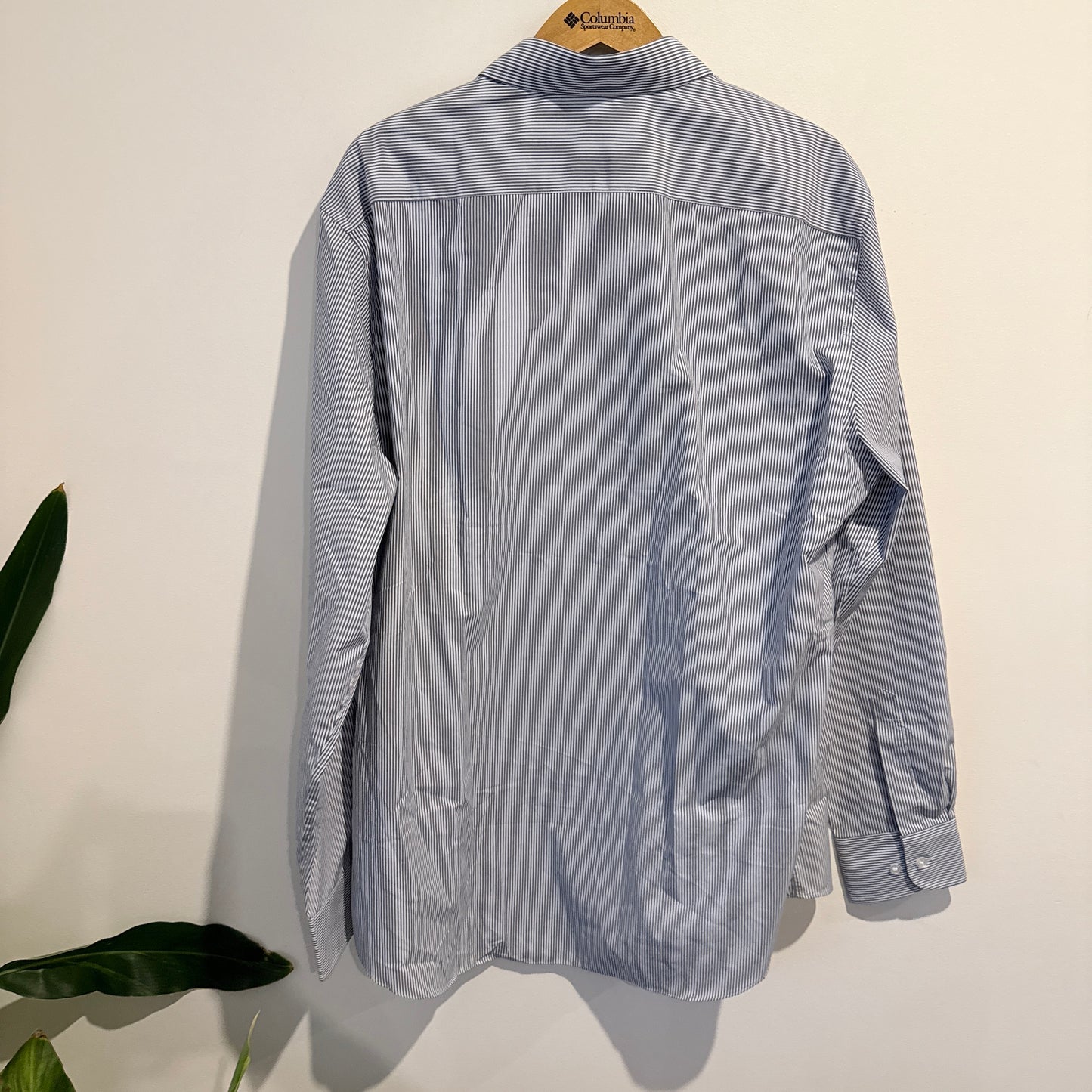 M & S Size 17.5 Striped Long-Sleeve Shirt