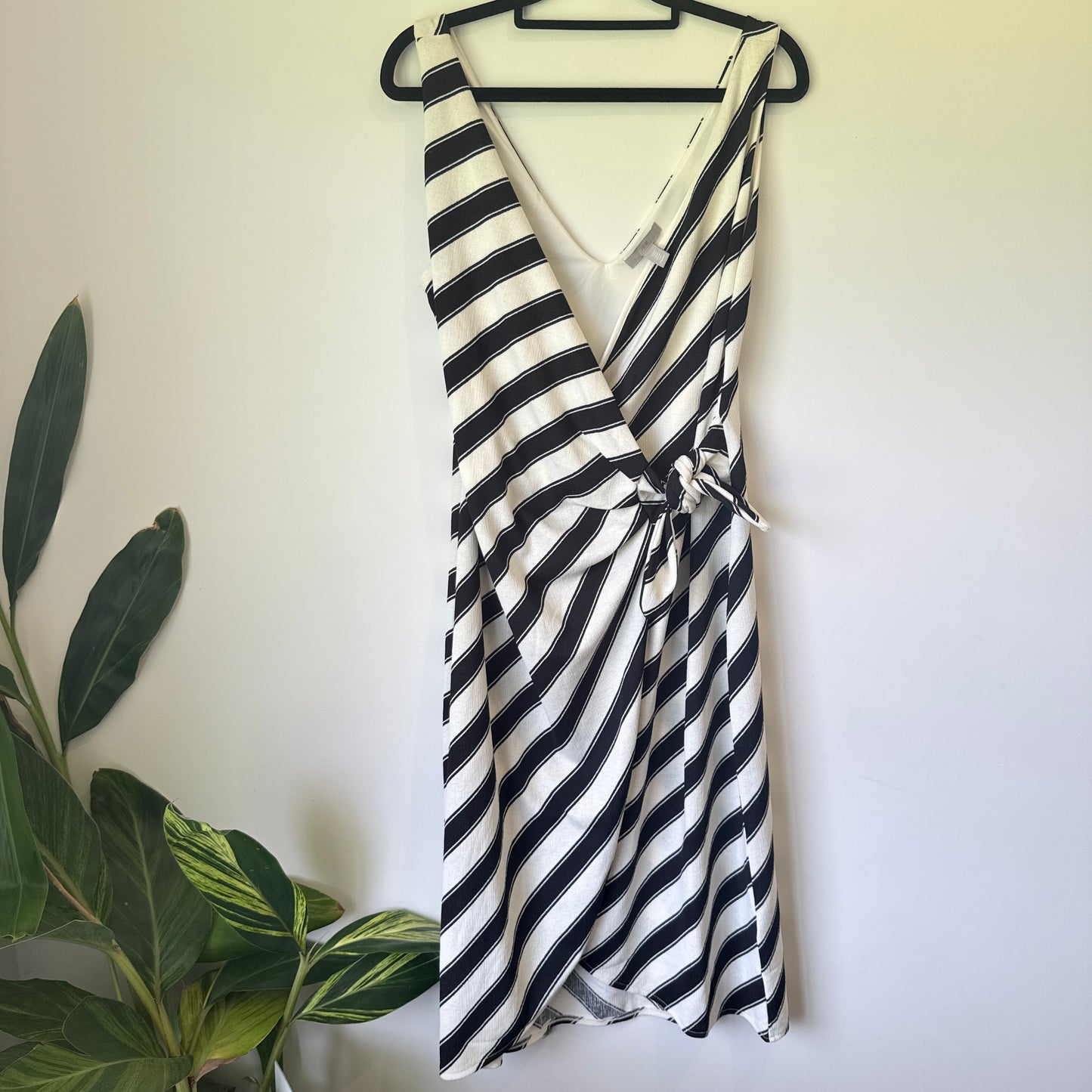 H&M Striped Wrap Dress Black & White - Size S