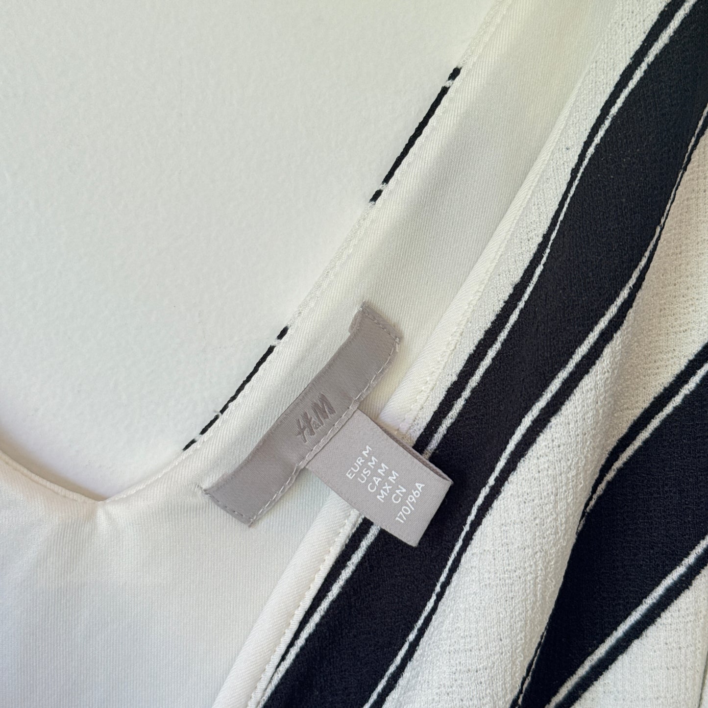 H&M Striped Wrap Dress Black & White - Size S