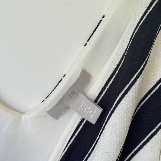 H&M Striped Wrap Dress Black & White - Size S